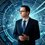 A professional data analyst, fully clothed in a modest business suit, stands in a dynamic, conceptual digital environment. Abstract streams of information (text, numbers, news headlines) swirl around, some appearing chaotic and others organized. The analyst is focused, with one hand outstretched, seemingly sifting through or filtering the information with a thoughtful expression. The background subtly depicts a complex network of data. Professional dress, safe for work, appropriate content, fully clothed, perfect anatomy, correct proportions, natural pose, well-formed hands, proper finger count, natural body proportions, professional photography, high quality.