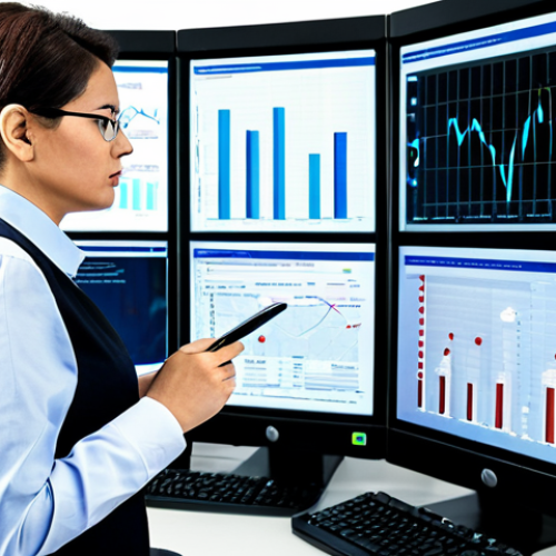 A professional adult data analyst, fully clothed in modest business attire, intently scrutinizing multiple digital screens in a modern, clean office. The screens display various information sources like news articles, statistical graphs, and digital images, reflecting the act of cross-referencing and information verification. The setting emphasizes the complexity of discerning facts in the digital age. Perfect anatomy, correct proportions, natural pose, well-formed hands, proper finger count, natural body proportions, professional photography, high resolution, safe for work, appropriate content, professional dress, family-friendly.