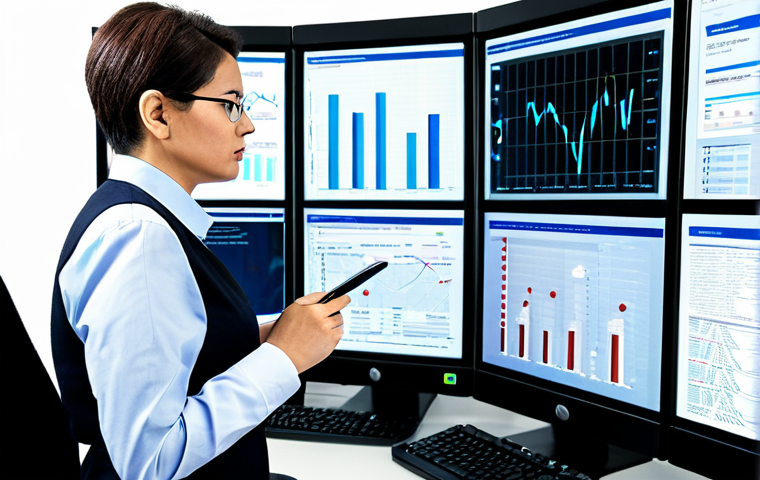 A professional adult data analyst, fully clothed in modest business attire, intently scrutinizing multiple digital screens in a modern, clean office. The screens display various information sources like news articles, statistical graphs, and digital images, reflecting the act of cross-referencing and information verification. The setting emphasizes the complexity of discerning facts in the digital age. Perfect anatomy, correct proportions, natural pose, well-formed hands, proper finger count, natural body proportions, professional photography, high resolution, safe for work, appropriate content, professional dress, family-friendly.