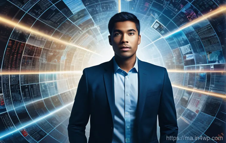 정보 신뢰성 평가를 위한 프레임워크 - A diverse individual, wearing business casual attire, stands confidently amidst a swirling, chaotic ...