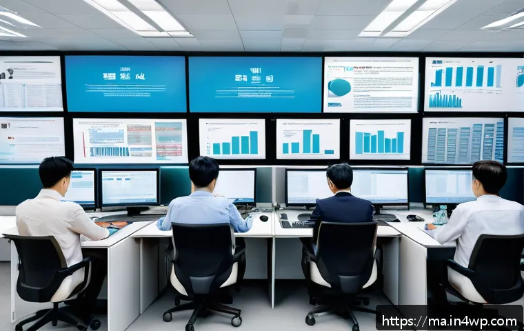 정보의 객관성 판단하기 - A detailed digital illustration of a professional research environment showing a diverse group of pe...