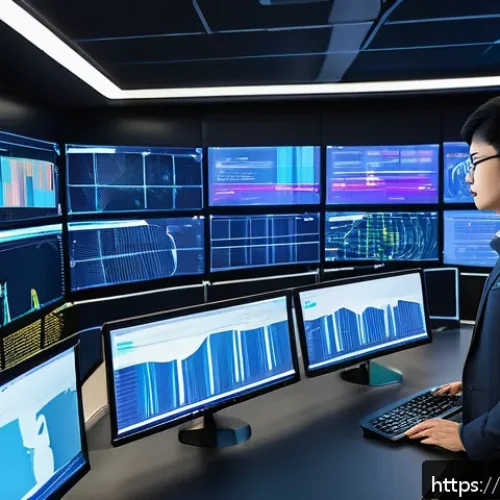 신뢰성 있는 데이터의 특징 - A high-tech data operations center with multiple large screens displaying real-time data monitoring ...